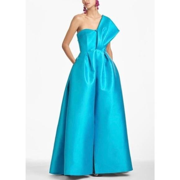 NWT Sachin Babi Teal Blue Clarissa Strapless Maxi Gown Dress Size 6 - Picture 1 of 16